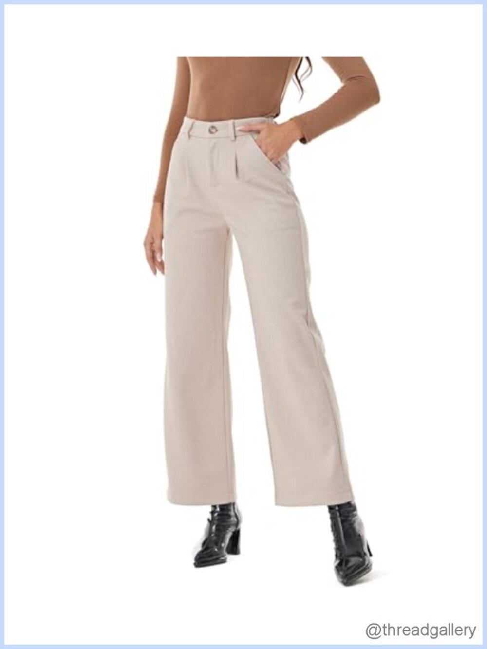 Wide Leg High Waist Dress Pants Women's Winter Work Slacks Pleated